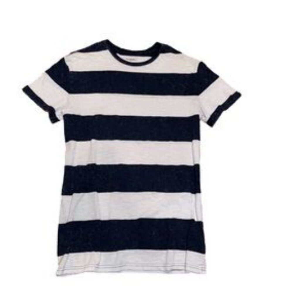 Goodfellow & Co Men’s Navy & White Striped Crew Tee • Size L
